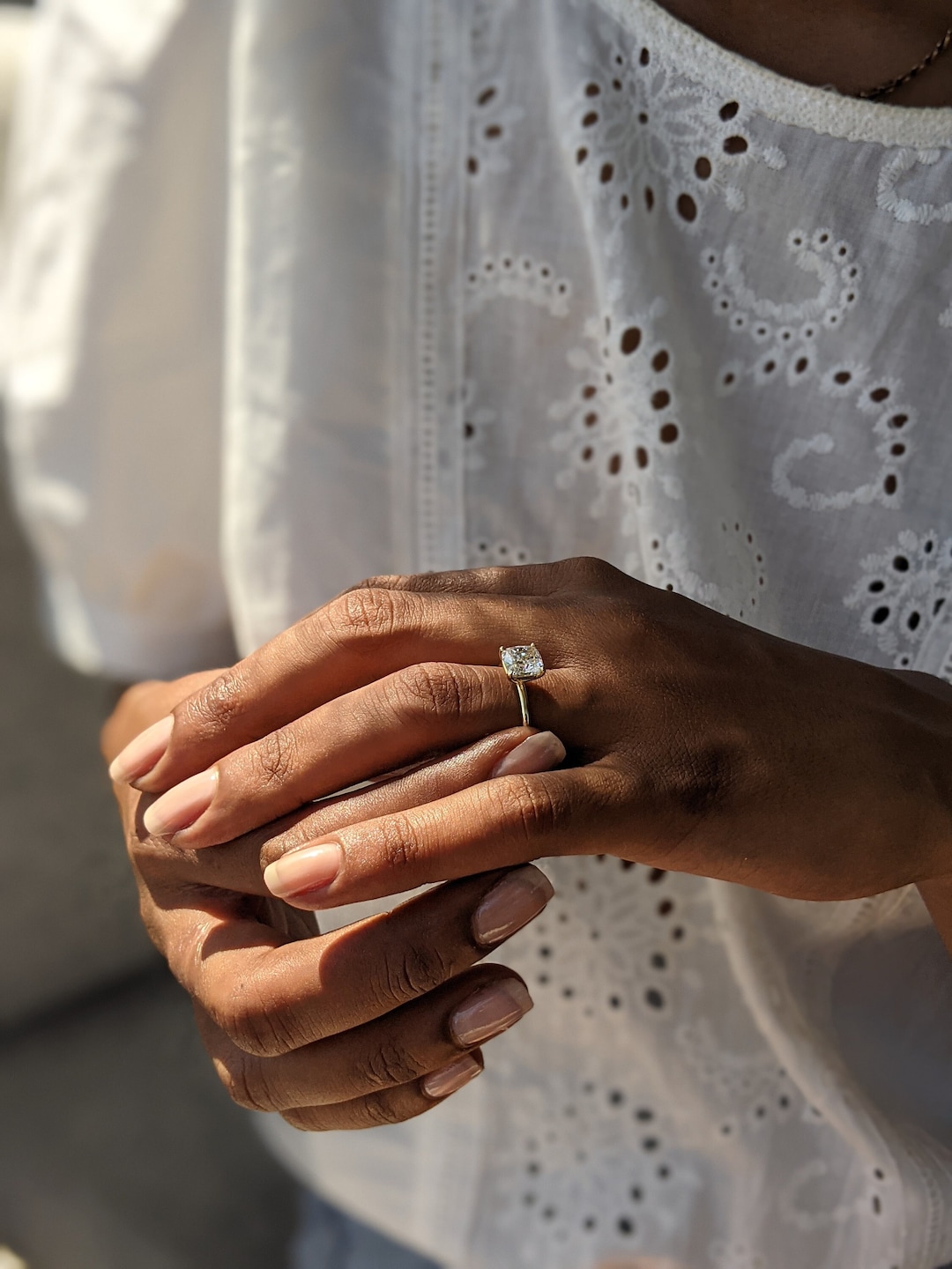 Carat Square Cushion Diamond Engagement Ring, 14K Yellow Gold