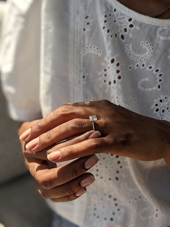 Yellow Gold Carat Cushion Diamond Ring Carat Square Cushion