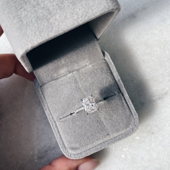 3 Carat Diamond Engagement Ring Elongated Cushion Diamond Etsy
