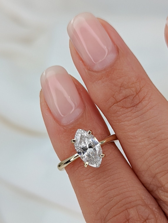 1.5 Carat Marquise Diamond Engagement Ring 14K Yellow Gold
