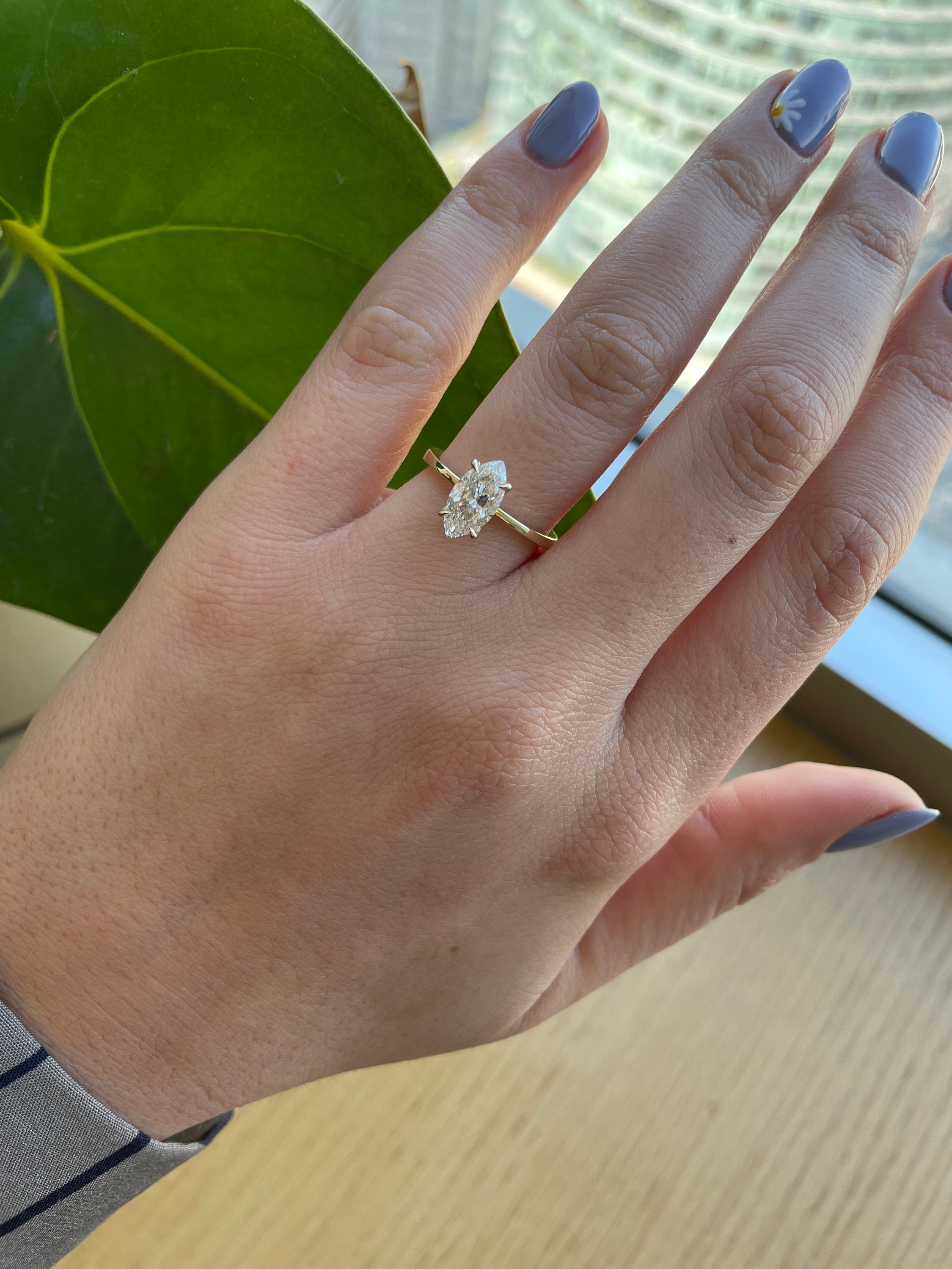 Bague Fiançailles Diamant Marquise 1.05 Ct Or Rose 14K - Diamant Naturel G/SI1 - Taille 54 - Neuf Jisha
