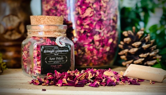 Organic Dried Rose Petals Rose Petals in a Glass Cork Top Jar 