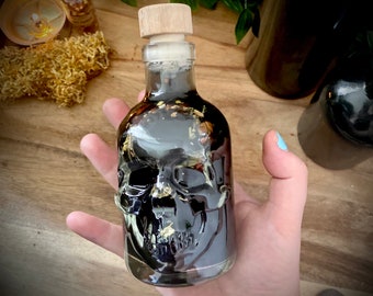 Skull Potion Bottle: Witchcraft Altar Supplies, Corked Glass Bottle