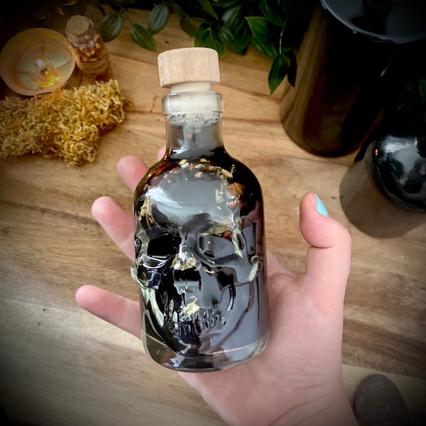 Skull Potion Bottle: Witchcraft Altar Supplies, Corked Glass Bottle