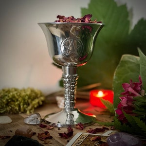 Silver Altar cup | Chalice |  Altar Decor | Altar supplies  | Witch supplies | Wiccan supplies | Wiccan tools | Pentagram chalice