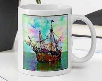 Ship Mug, Pirate Ship Coffee Mug, Ship Captain, Sea Sailing, Sailor Gifts, Ship Owners, Boating, Ocean, Mug With Picture, Fishing, Sailboat