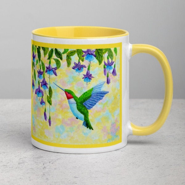 Hummingbird Mug, Hummingbird Lovers Gifts, Hummingbird Coffee Mug, Cute Hummingbird Mug, Hummingbird Gifts, Ruby Throat Hummingbird Gifts