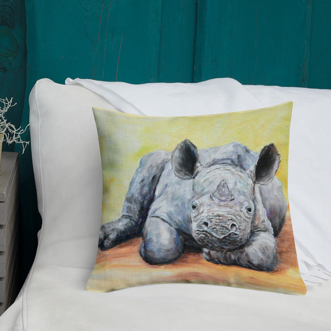 Rhino Pillow Baby Rhino Cute Animals Pillows For Nursery Etsy