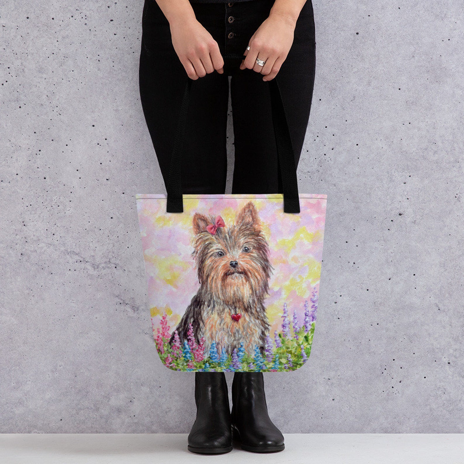 Yorkie Tote Bag Yorkie Dog Lovers Yorkie Gifts Pink Etsy Italia