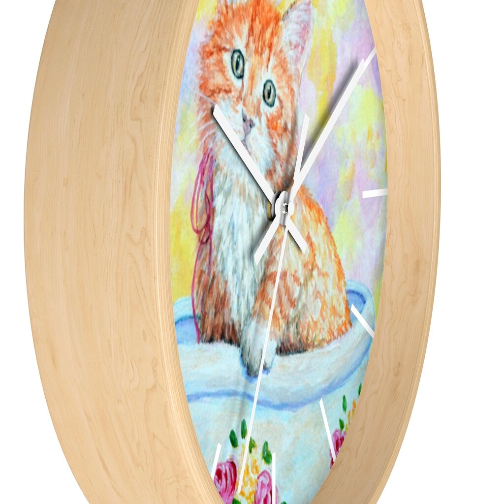 Tabby Cat Wall Clock Orange Kitten Kitty Lovers Home Decor Etsy