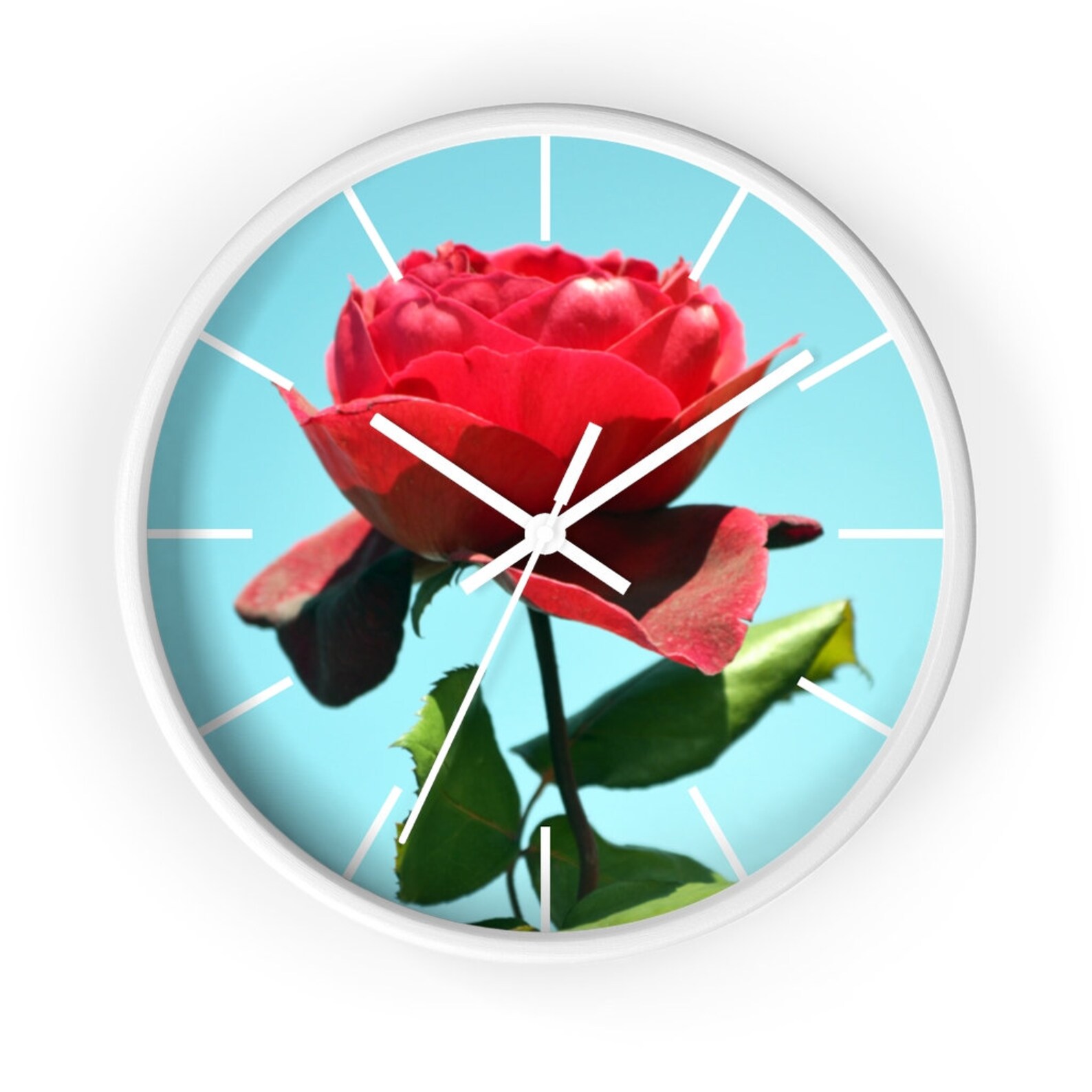 Wall Clock Red Rose Clock Roses Rose Lovers Garden Home Etsy