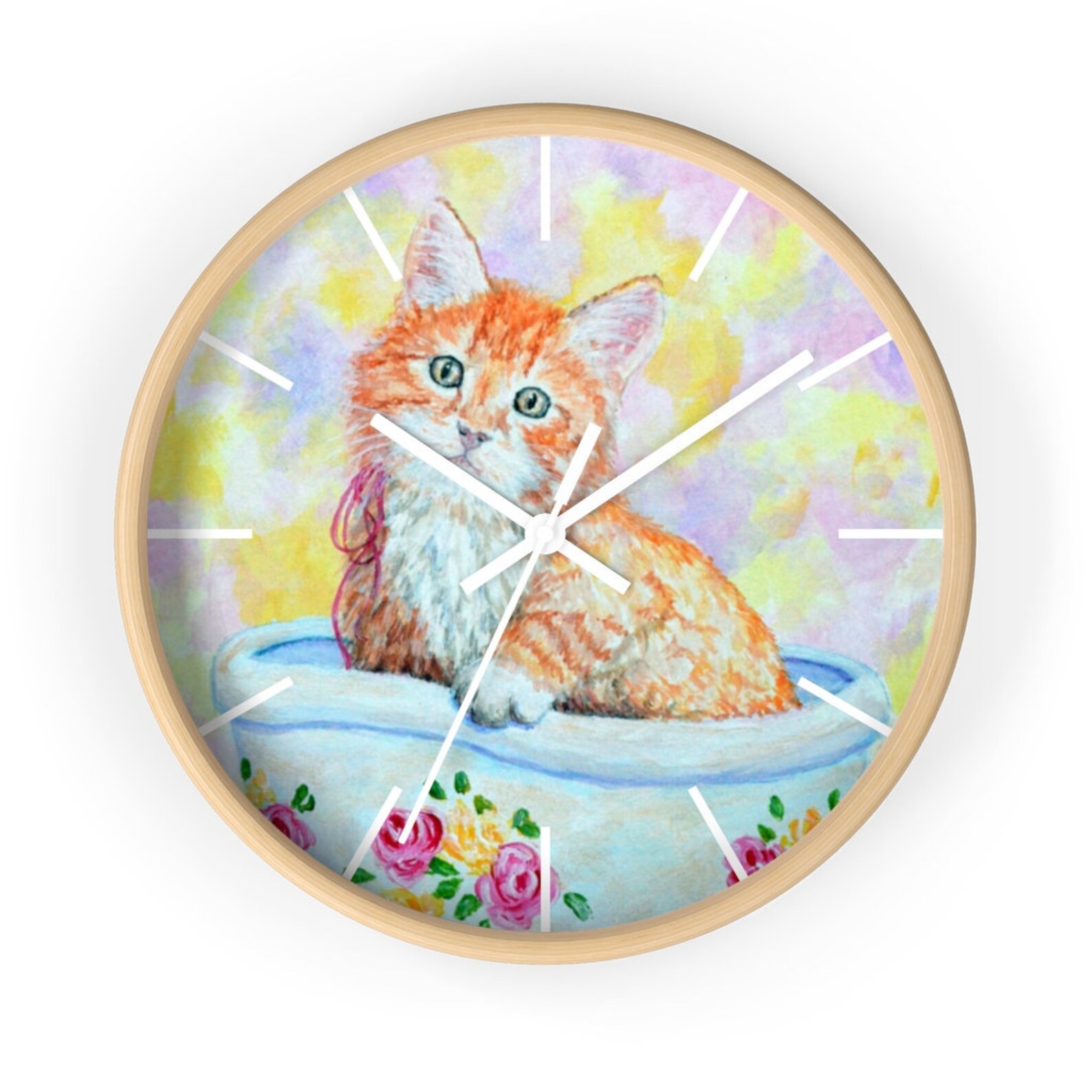 Tabby Cat Wall Clock Orange Kitten Kitty Lovers Home Decor Etsy