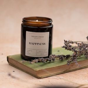 HAPPINESS Candle THE ORIGINAL Aromatherapy Candles 100% Soy Wax and ...