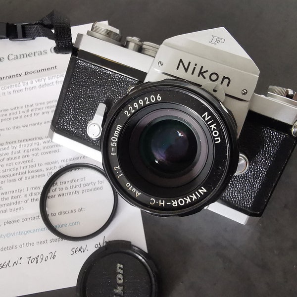 Nikon F 1970 Iconic 35mm Film Camera & 50mm f2 Nikkor Lens - Rare Plain Prism - In film tested condition - Full Service in March 2024