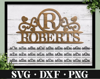 Monograma familiar de San Valentín SVG, DXF, PNG, 27 archivos de corte, corte láser, archivo de corte para Cricut, Silhouette
