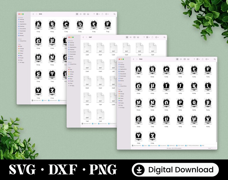 Puede incluir: Una descarga digital de 26 letras del alfabeto en blanco y negro, cada letra es un gr&aacute;fico de un &aacute;rbol con una letra dentro del &aacute;rbol. Las letras est&aacute;n dispuestas en orden alfab&eacute;tico en una cuadr&iacute;cula.