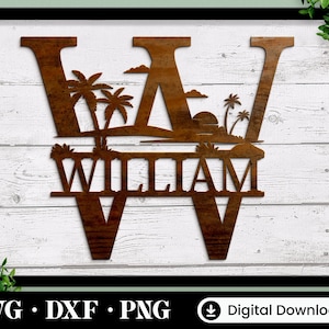 Summer Split Monogram SVG, DXF, PNG, 26 Cut Files, Split Monogram Frame Alphabet, Cut File for Cricut, Silhouette