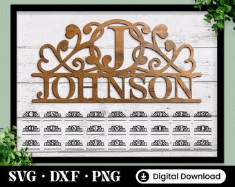 Family Monogram SVG, DXF, PNG, 27 Cut Files, Split Monogram Frame Alphabet, Cut File for Cricut, Silhouette