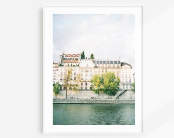 Impresión de arte del río Sena de París / Arquitectura parisina / Arte de la pared de París / Cartel de viaje de Francia / Decoración del hogar de bellas artes de París / Fotografía francesa