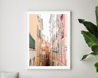 Colorful Street French Riviera Photography Print | Old Town Nice, France | Travel Poster | Côte d&#39;Azur Wall Art | Mediterranean Decor