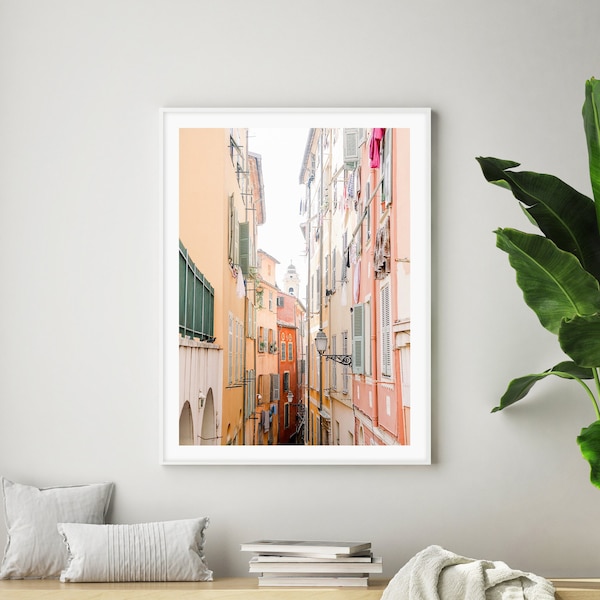 Colorful Street French Riviera Photography Print | Old Town Nice, France | Travel Poster | Côte d'Azur Wall Art | Mediterranean Decor