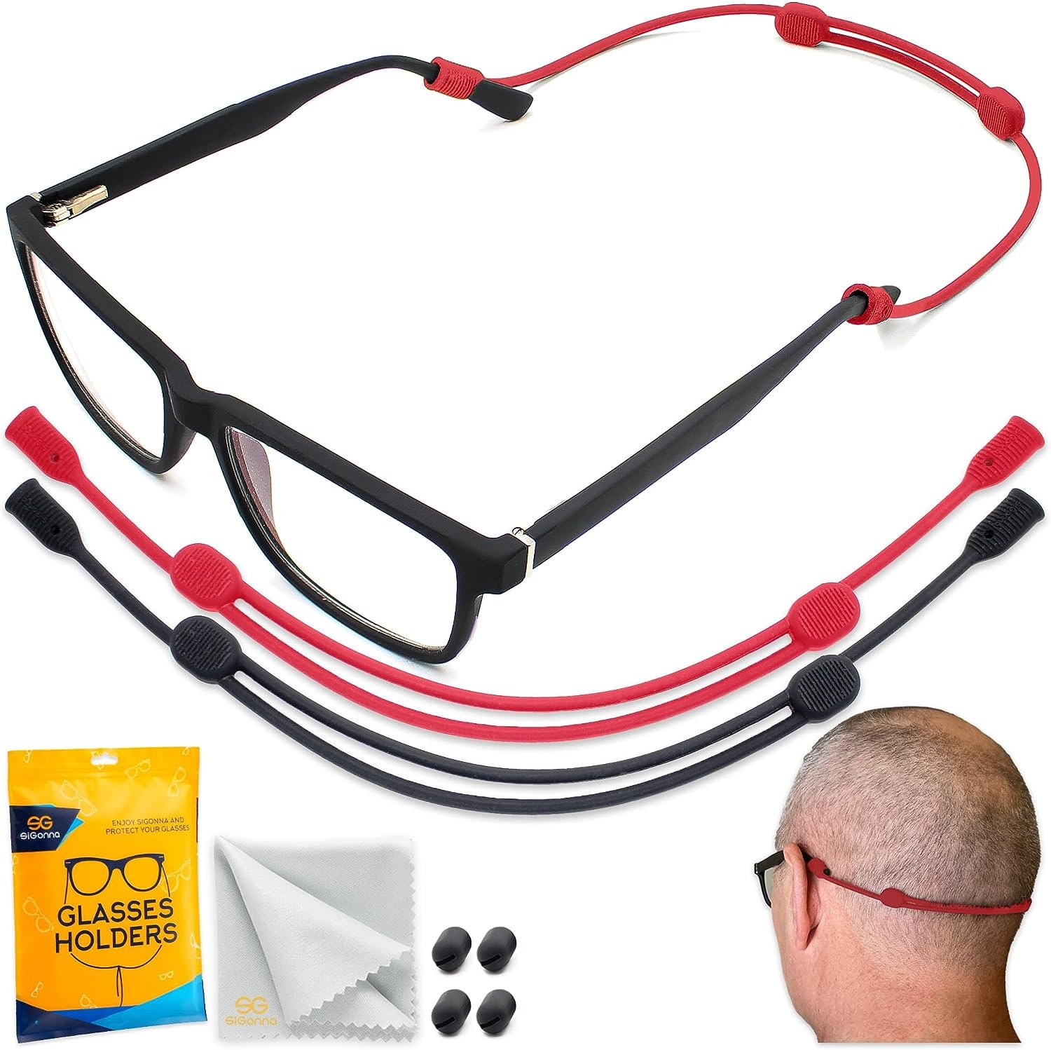 Glasses Strap Holder - Eyeglass Strap - Adjustable Eye Glasses Holders ...