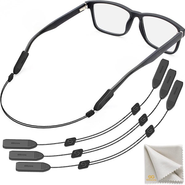 Adjustable Glasses Strap - 3 Pcs Eyeglasses Strap Holders - No Tail Sunglasses Strap for Men Women - Eye Glasses Holders Around Head or Neck