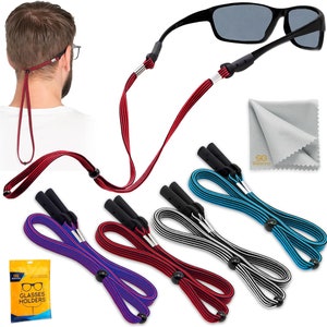 Eye Glasses Holders Around Neck - Glasses Strap Anti Slip - Sunglasses Strap Holder for Men Women - Eyeglasses Strap Lanyard Chain - 4 Cords