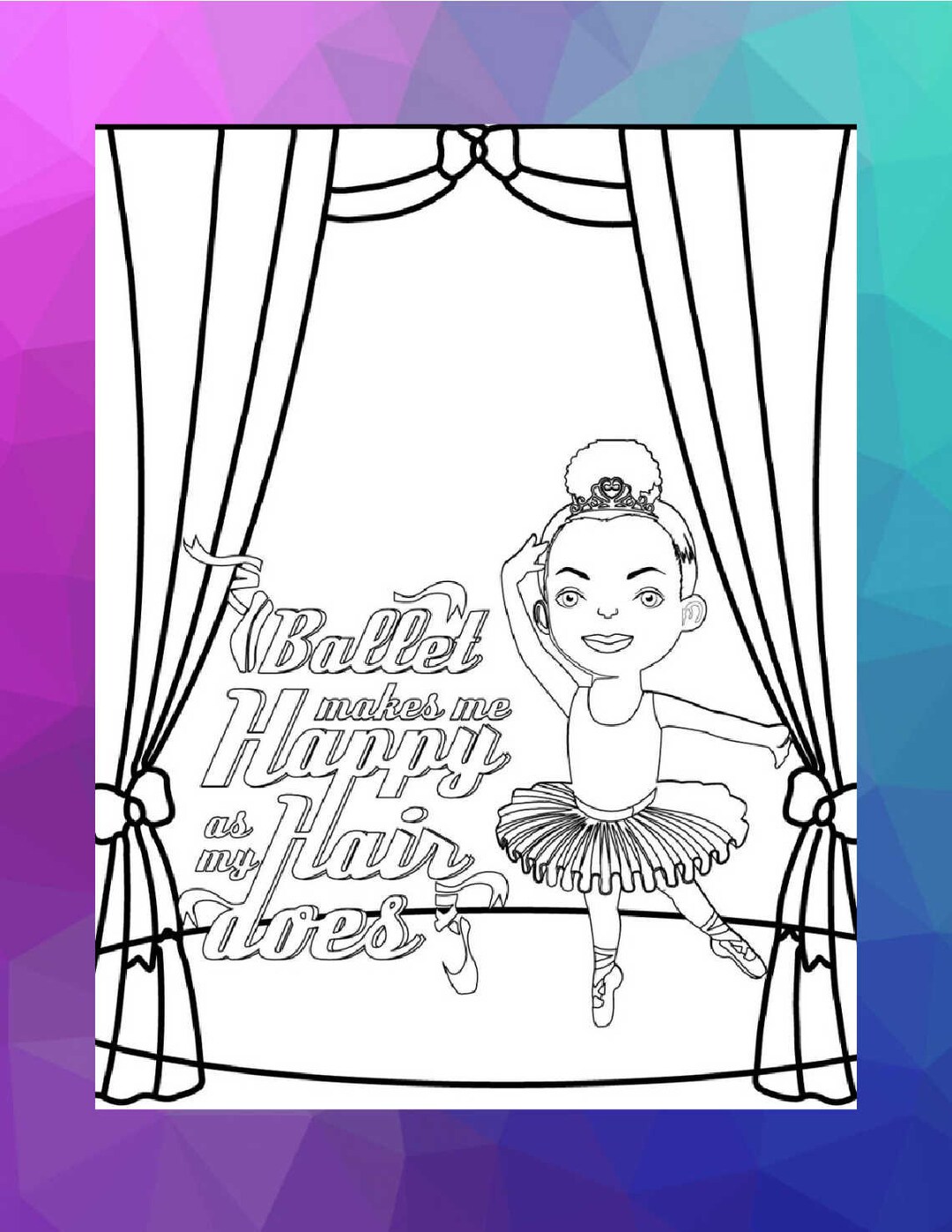 Coloring Page, Coloring Page for Black Girls, Natural Hair Coloring