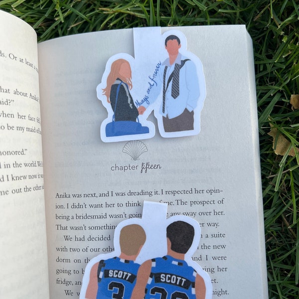 Set of 2 | One Tree Hill Ravens Fans Magnetic Bookmarks | Always and Forever Haley Nathan Lucas Scott Brothers