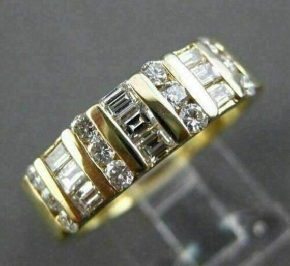 Estate Wide .85Ct Baguette & Round Diamond 14K Yel