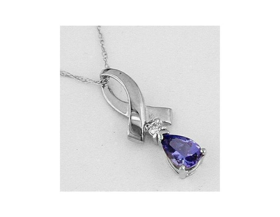 0.45Ct Diamond and AAA Tanzanite 14Kt White Gold … - image 1