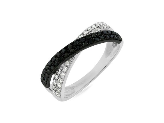 Estate .46ct White & Black Diamond 14kt White Gol… - image 1