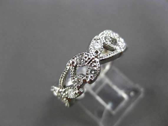 Antique Wide .62Ct Diamond 14K White Gold Floral … - image 8