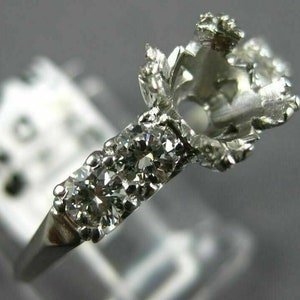 Antique .55Ct Diamond Platinum 3D Round Fishtail Semi Mount Engagement #21989