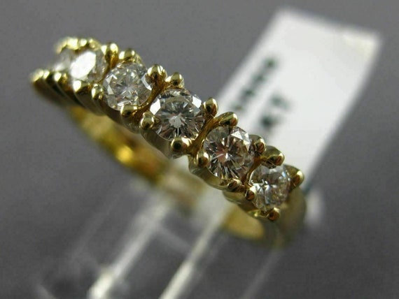 Estate 1.20Ct Diamond 14Kt Yellow Gold 7 Stone Cl… - image 7