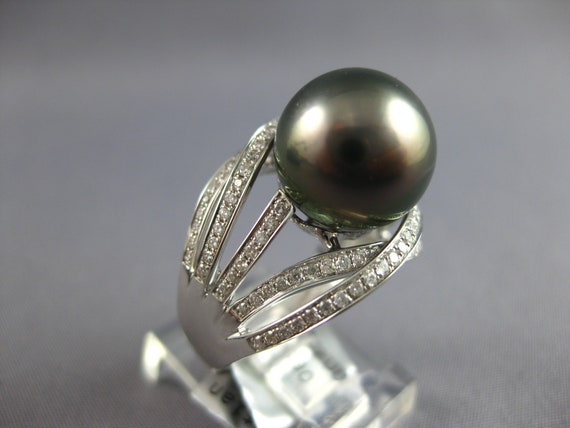 Estate Large .50ct Diamond & Aaa Tahitian Pearl 1… - image 8