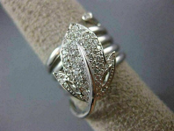 Antique Wide .60Ct Diamond 14Kt White Gold 3D Cla… - image 10