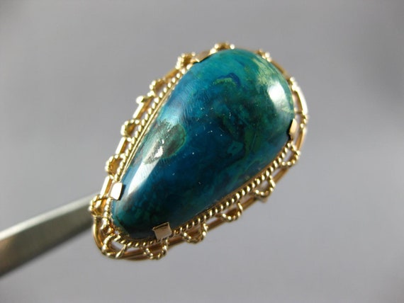 Antique Large Aaa Turquoise 14Kt Rose Gold 3D Pea… - image 2