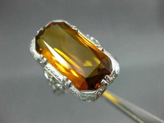 Estate Antique Large 9.40ct Aaa Citrine 18kt Whit… - image 8