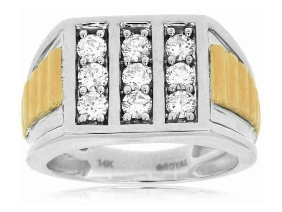 Estate Wide 1.0Ct Diamond 14K White And Yellow Go… - image 1