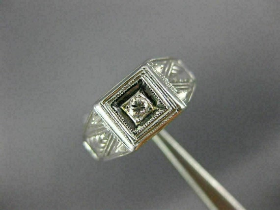 Antique .05Ct Old Mine Diamond 14Kt White Gold 3D… - image 4