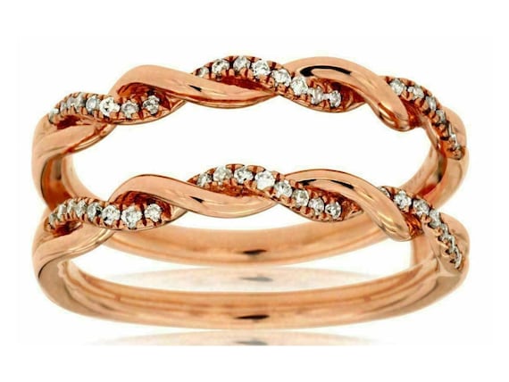 Estate .20Ct Diamond 14K Rose Gold Infinity Rope … - image 1