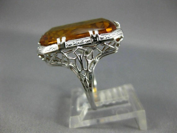 Estate Antique Large 9.40ct Aaa Citrine 18kt Whit… - image 5