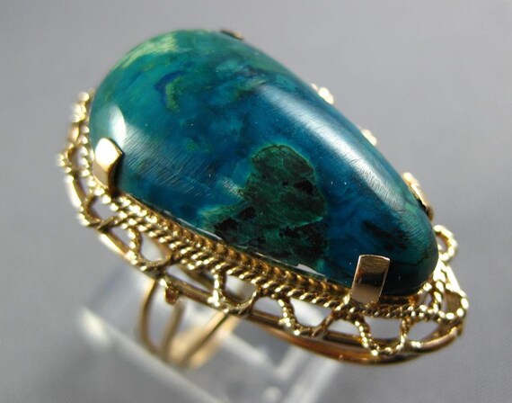 Antique Large Aaa Turquoise 14Kt Rose Gold 3D Pea… - image 1