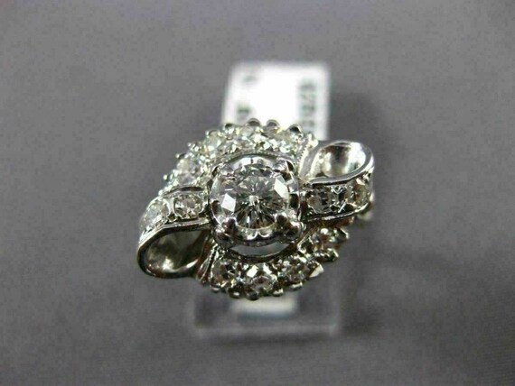 Antique Wide .60Ct Diamond 14Kt White Gold 3D Fil… - image 2