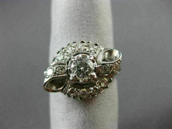 Antique Wide .60Ct Diamond 14Kt White Gold 3D Fil… - image 7