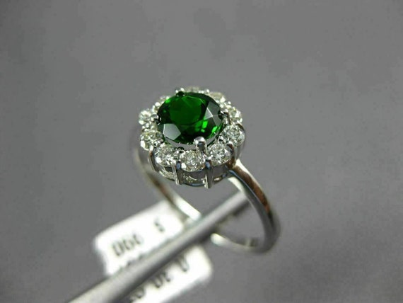 Estate 1.05Ct Diamond & Aaa Green Garnet 14K Whit… - image 7