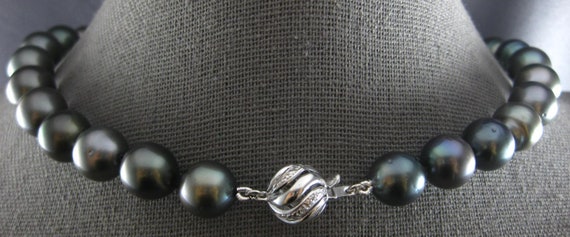 Estate Large .10Ct Diamond & Aaa Tahitian Pearl 1… - image 4