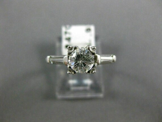 Antique .93Ct Old Mine Diamond Platinum Solitaire… - image 2